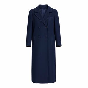 HOLT RENFREW Vintage 90s Luxury Designer WOOL Blue Trench Pea Coat Womens Small
